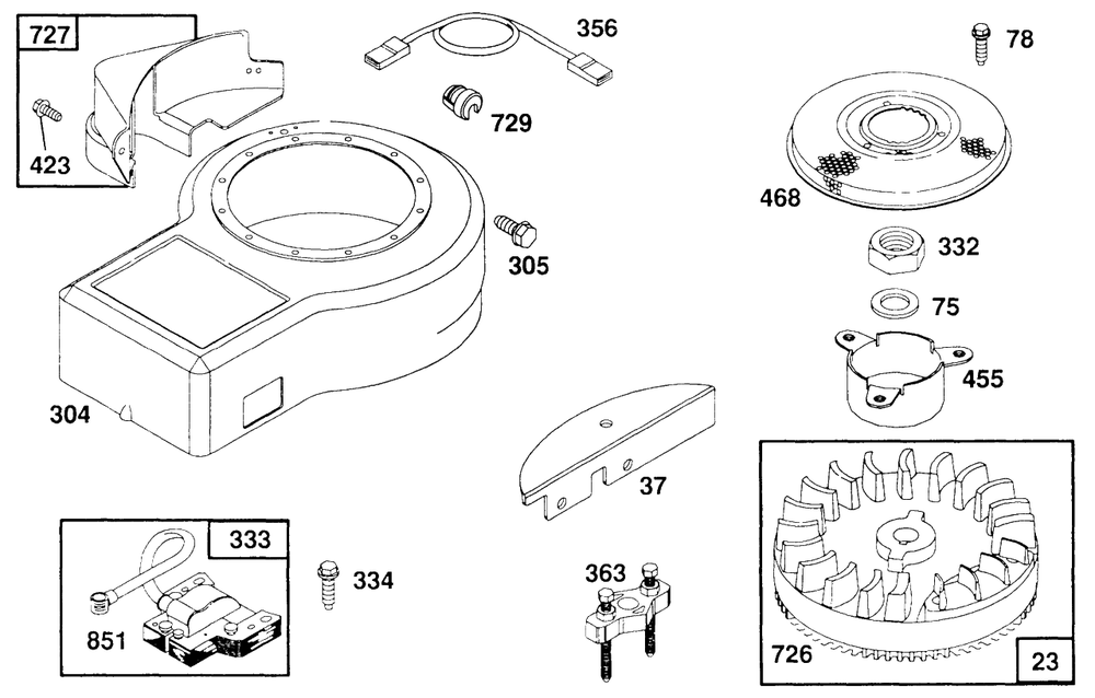 Blower Hsg, Elect, Flywheel Diagram and Parts List for 257702-4005-XX  Briggs and Stratton Engine